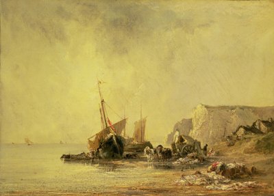 Boote an der Küste der Normandie, ca. 1823 von Richard Parkes Bonington